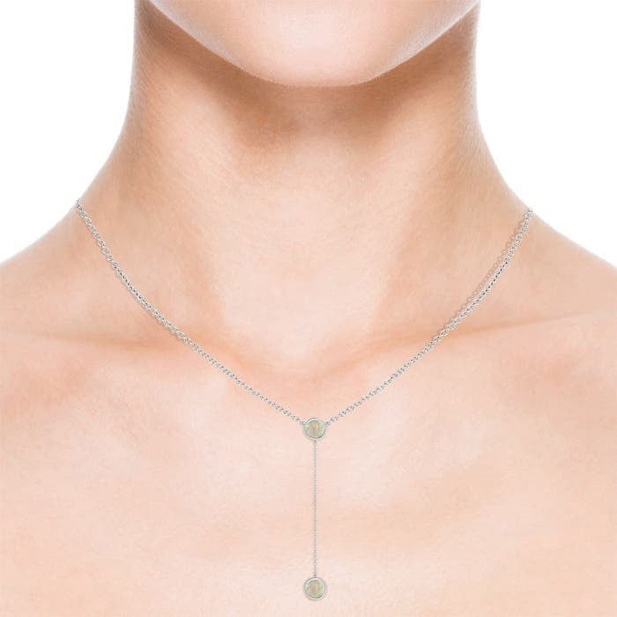 14K White Gold Opal Pendant Necklace K44247