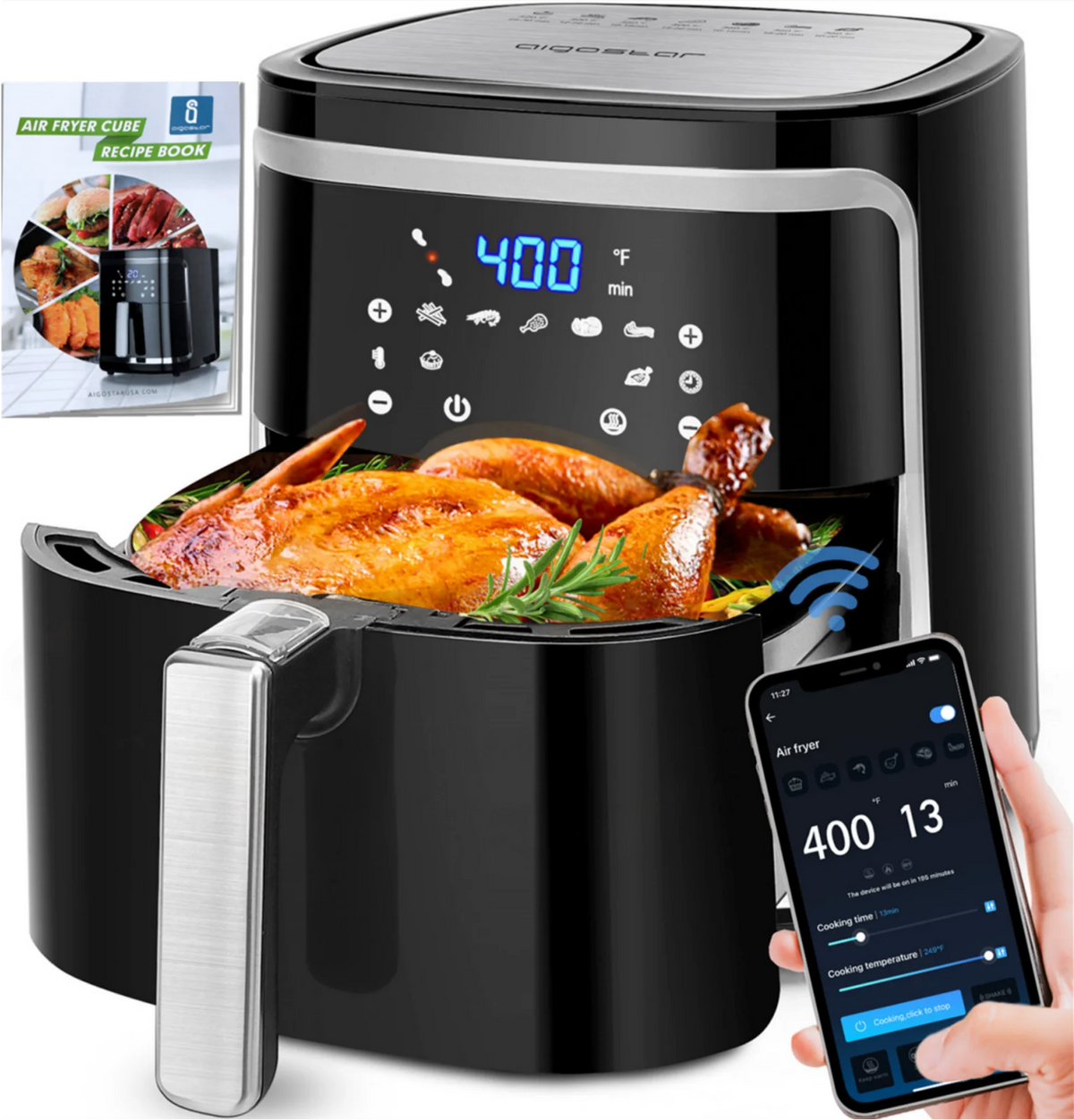 12-in-1 Smart WiFi Air Fryer 7.4 QT, Black C490869