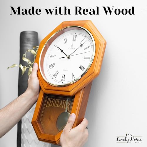 Wooden Pendulum Wall Clock Battery Operated Y397