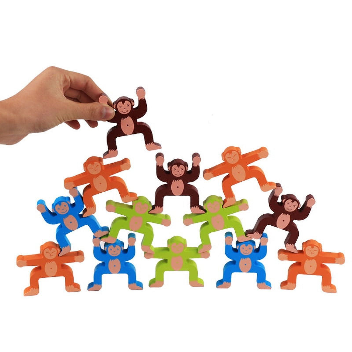 Wooden Stacking Games Monkeys Interlock Toys Set Balancing Blocks Toddler Educational I2801