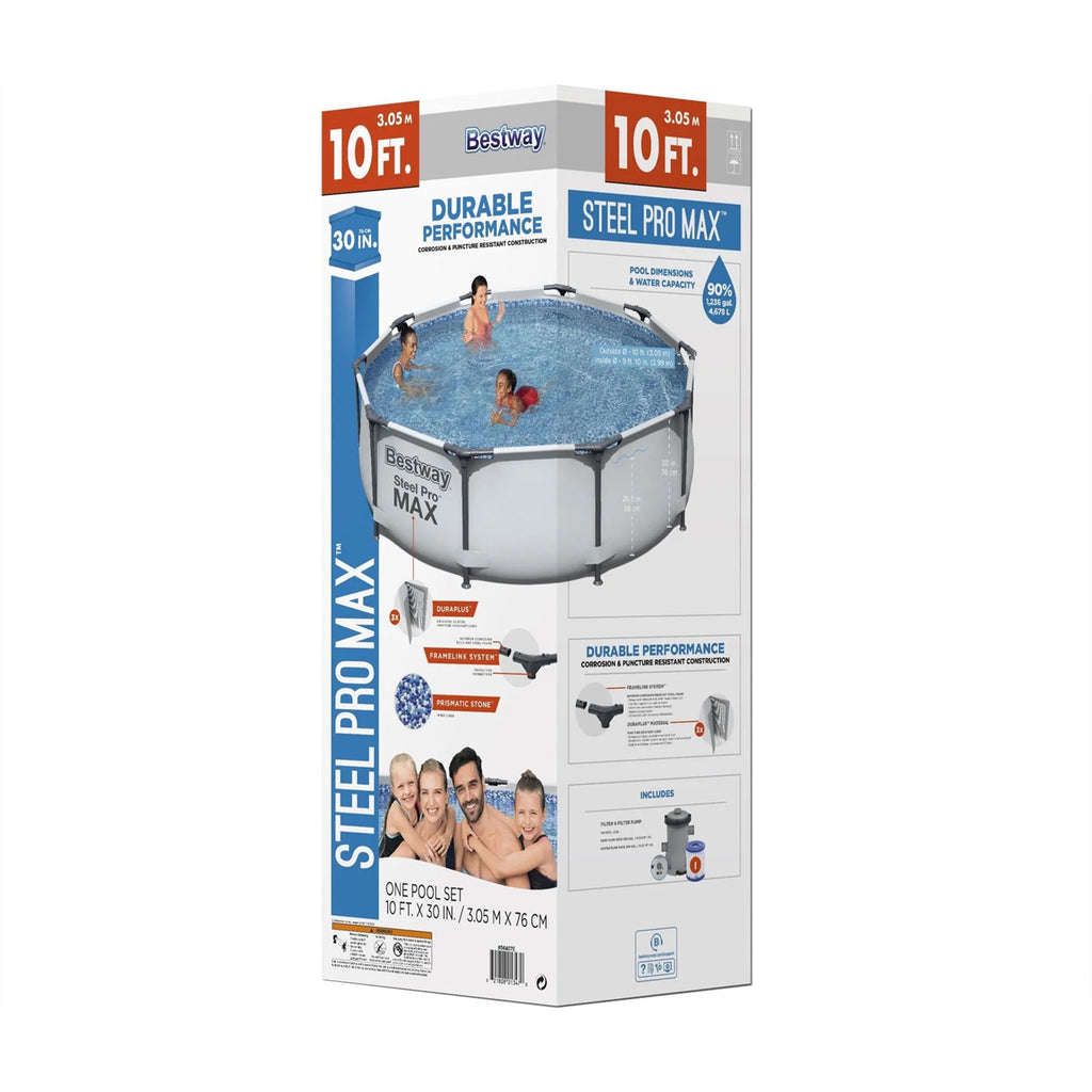 10'x30" Above Ground Metal Frame Swimming Pool with Pump W1307