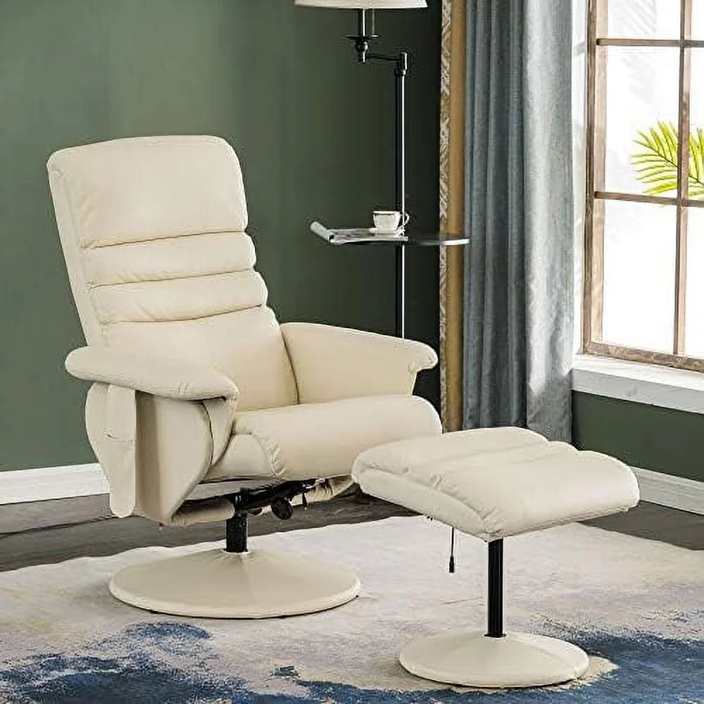 Dark Brown Faux Leather Recliner with Ottoman E452
