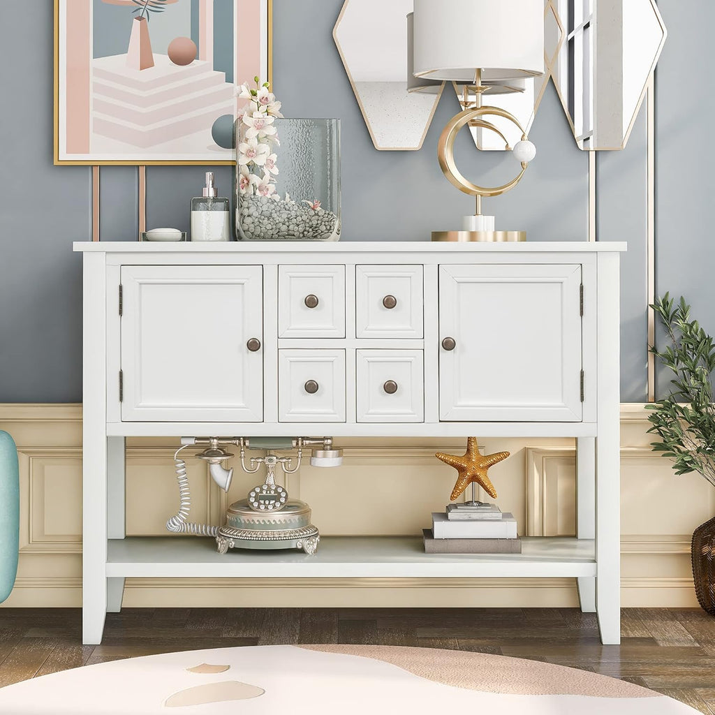 Solid Wood Console Table with 3 Drawers, 2 Cabinet and 1 Shelf L2425