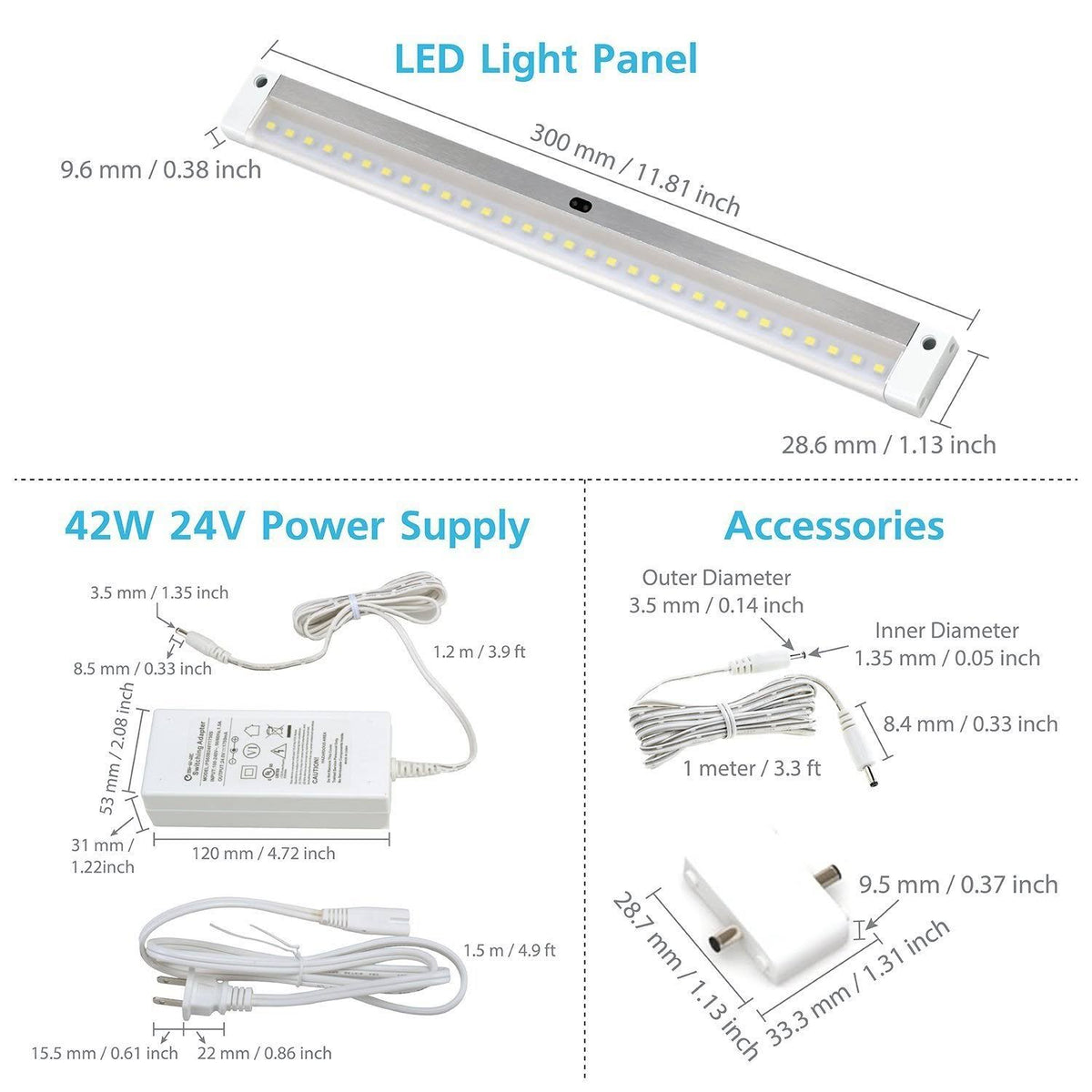 White Finish 12 Panels 12 inch LED Dimmable Under Cabinet Lighting Kit T23713