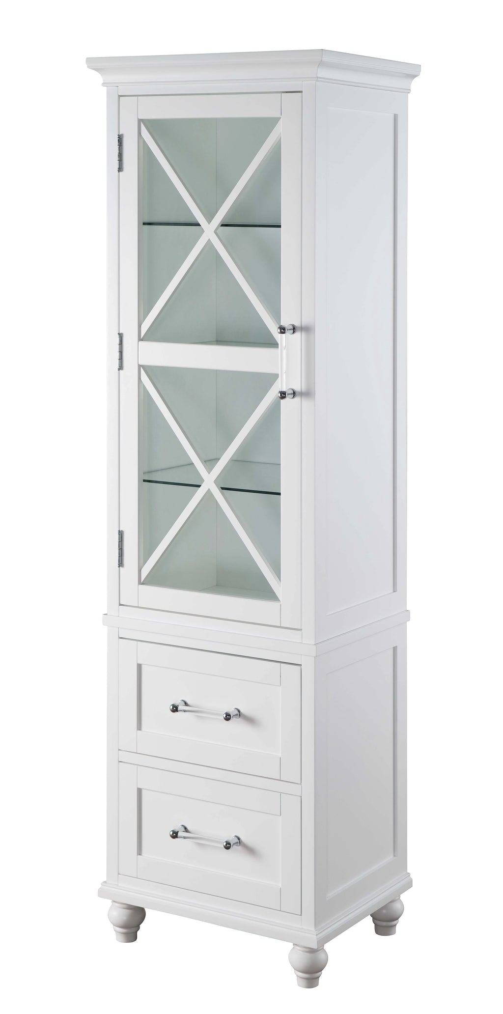 White Wooden Bathroom Cabinet with 2 Drawers D872