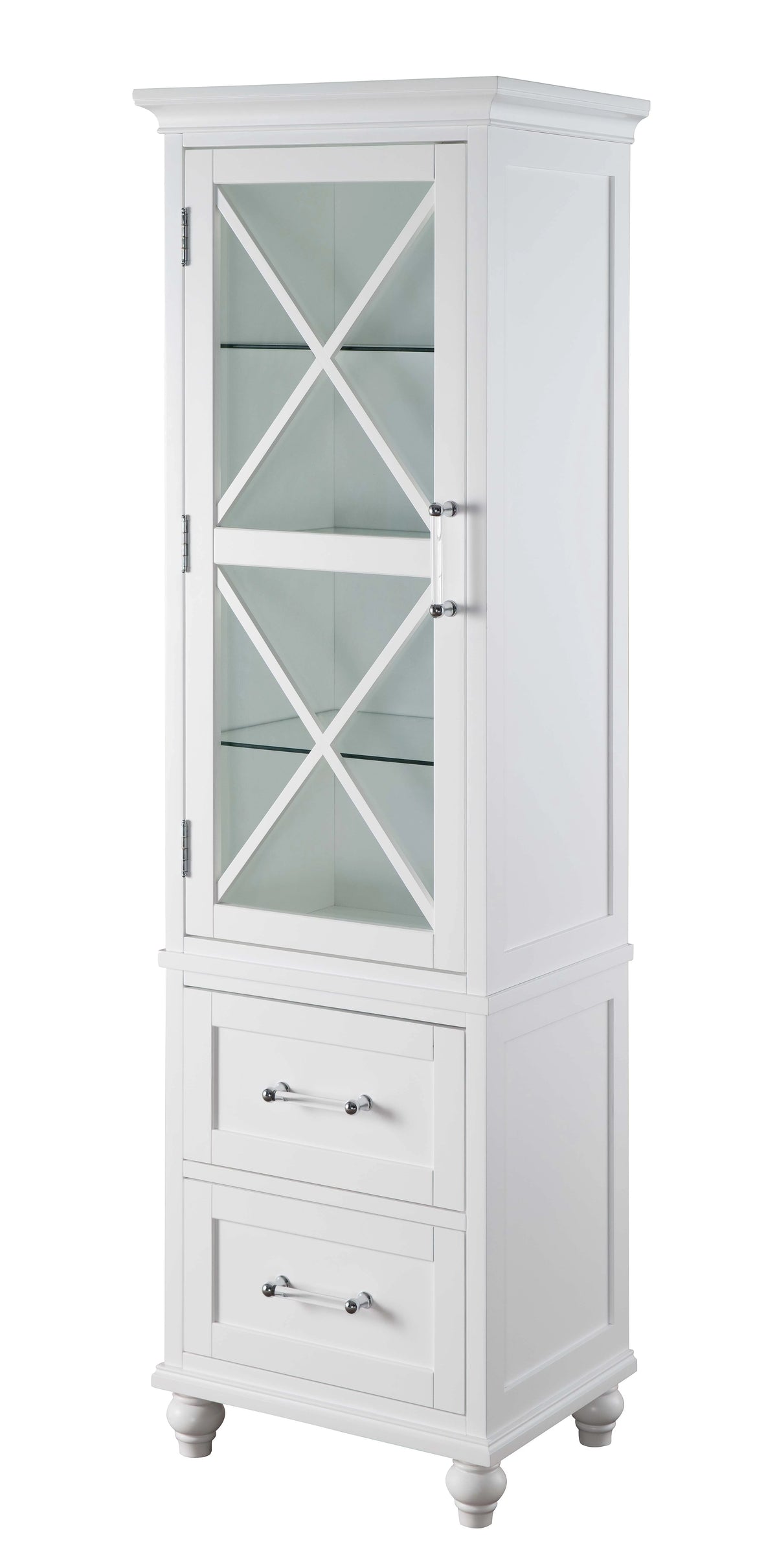 White Wooden Bathroom Cabinet with 2 Drawers D872