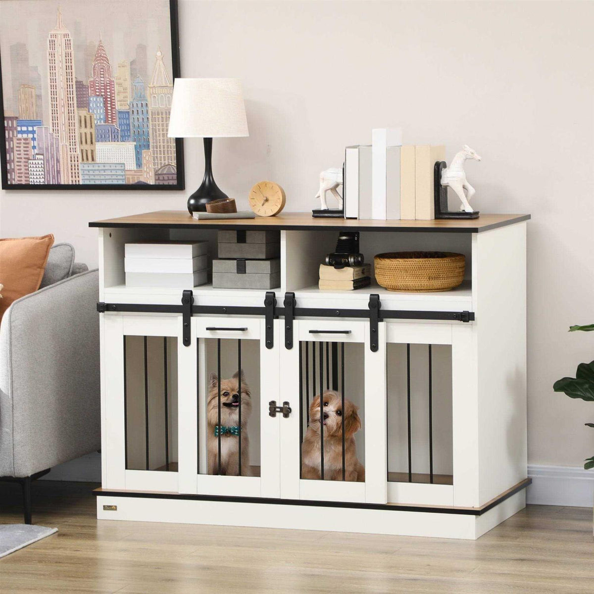 Large Dog Crate Furniture with Shelves Y86593