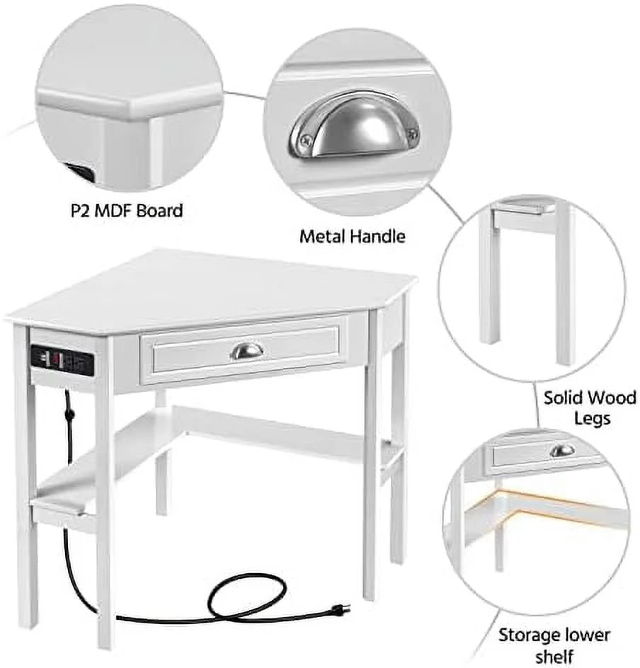 L Shaped Corner Computer Desk with Power Outlets G23282