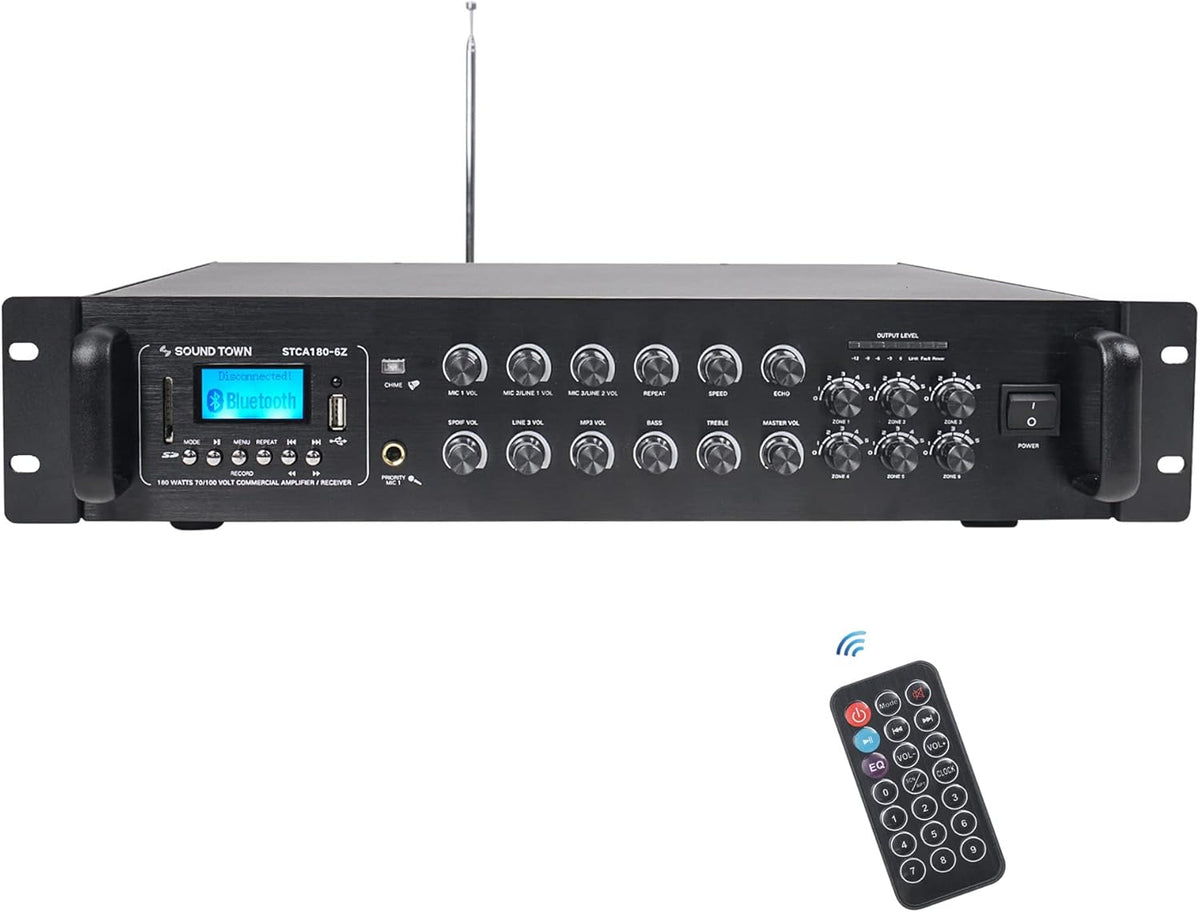 360W 6-Zone 70V/100V Commercial Power Amplifier with Bluetooth T1321