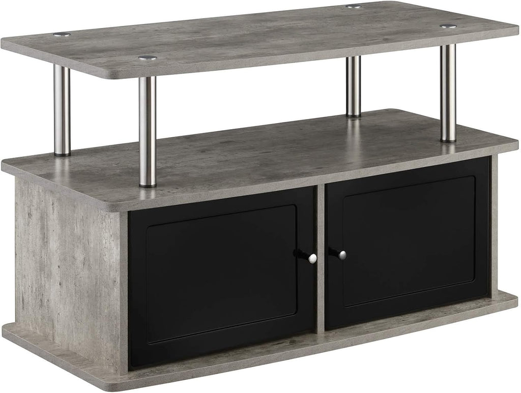 Gray TV Stand with 2 Storage Cabinets and Shelf D783149