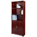 72"H 5-Shelf Bookcase With Doors, Classic Cherry N8094