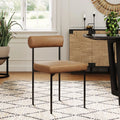 Brown Vegan Leather Dining Chair with Metal Legs A624