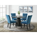 5PC Grey Dining Set with Navy Blue Velvet Chairs R514799