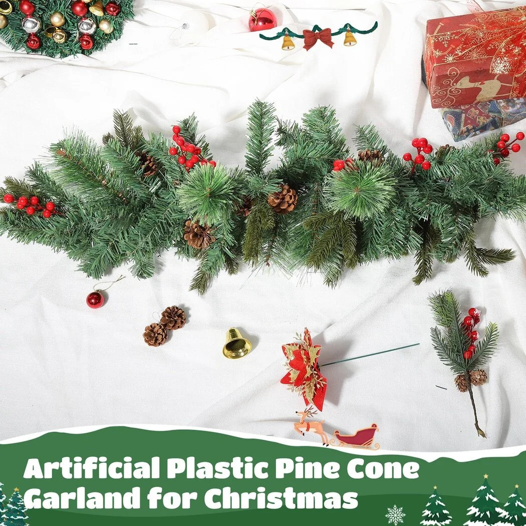 35" Artificial Pine Cone Mailbox Garland with Red Berry G118331