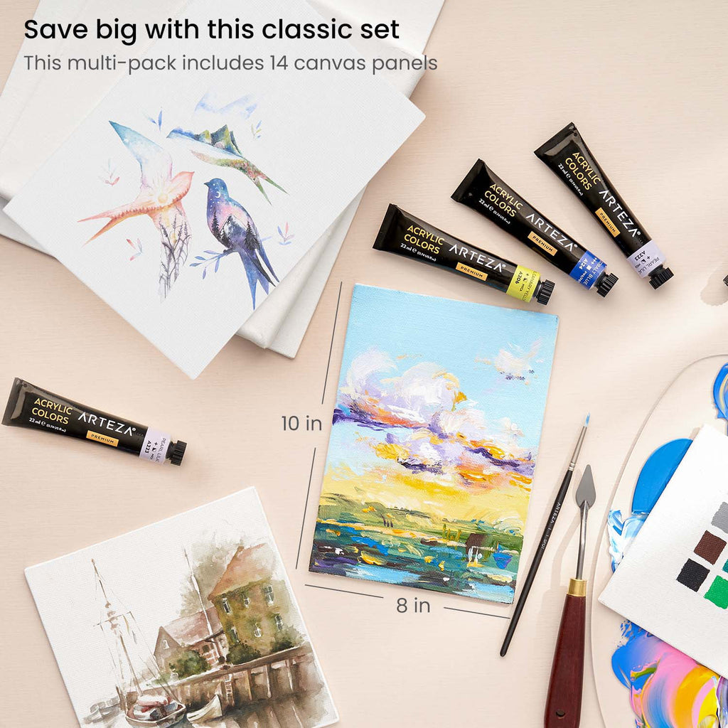White 8"x10" Canvas Panels 14 Pack R589