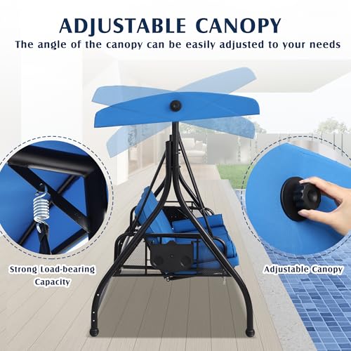 3 Person Outdoor Porch Swing with Canopy and Stand Z250634