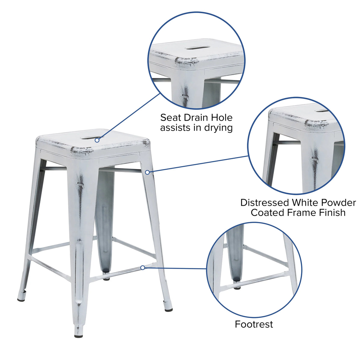 White Outdoor Bar Stool O8602