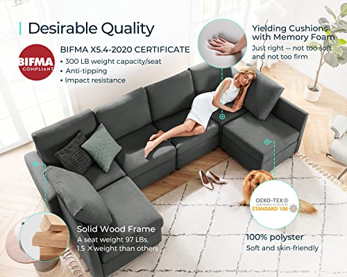 Dark Grey Modular Sectional Sofa with Storage Y513