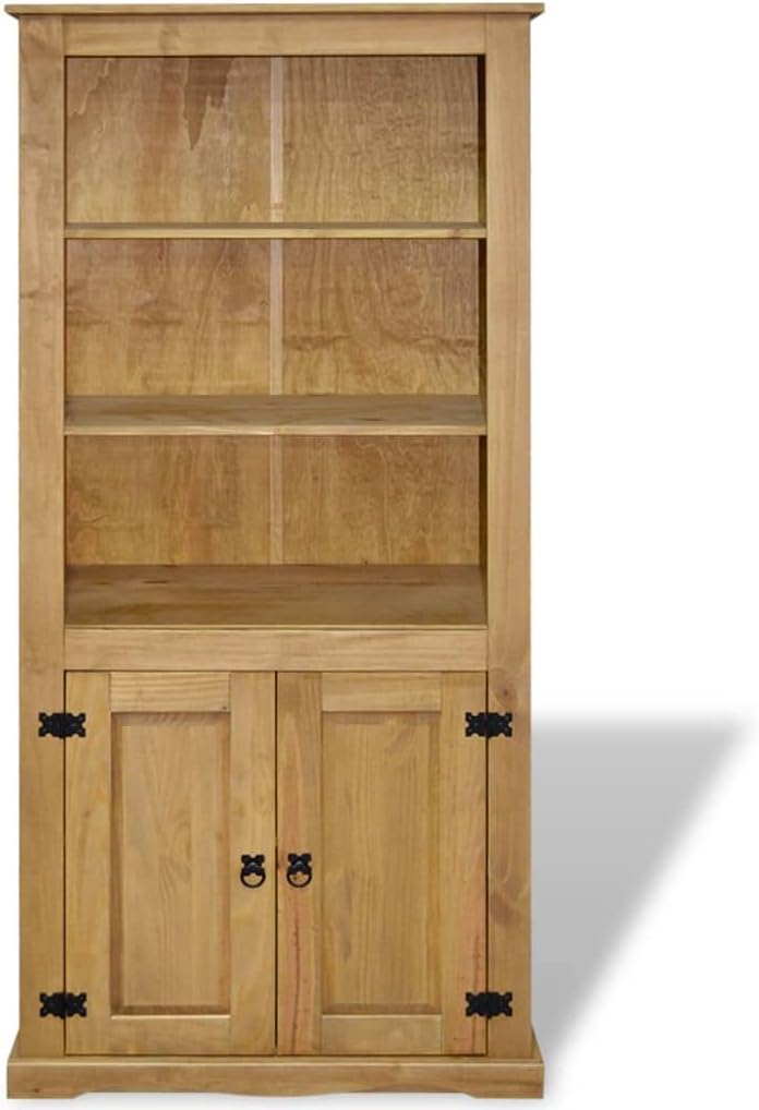 Mexican Pine Cupboard with 3 Open Shelves and 1 Cabinet with 2 Shelves, 31.5"x15.7"x66.9" U305