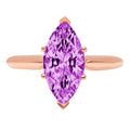 2.5ct Marquise Cut Purple Simulated Alexandrite Pink Rose Gold Ring Size 3.5 G686