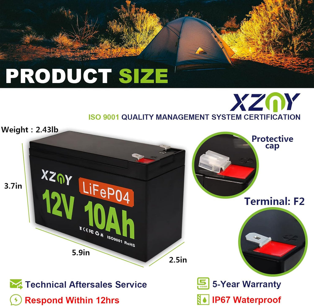12V 10Ah LiFePO4 Battery with 10A BMS Z19129