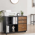 Rolling 3 Drawer Wood File Cabinet with Lock Z3628