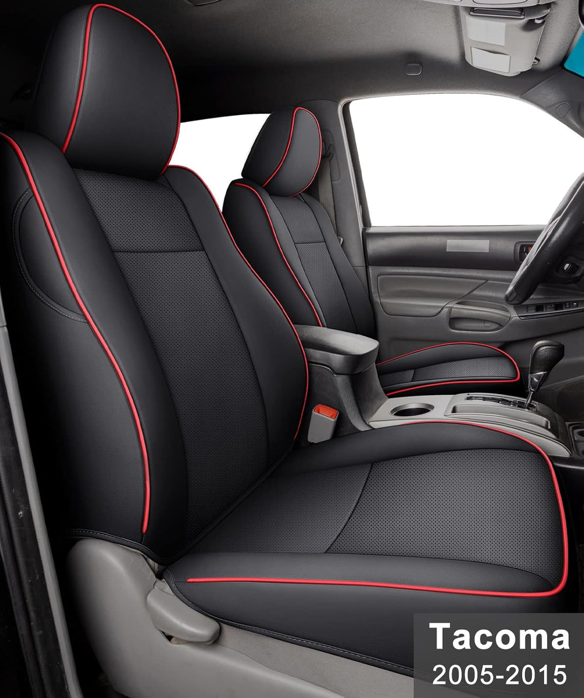 Black & Gray Faux Leather Seat Covers T384523