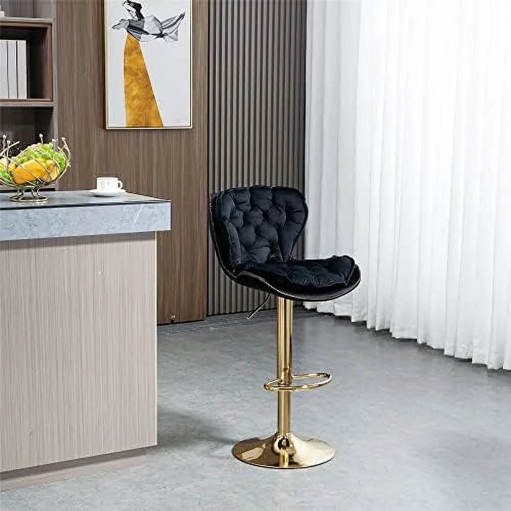 Rose Red Velvet Adjustable Counter Stools with Swivel Seat D39301