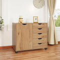 5 Drawer Wood Dresser Cabinet with Wheels D965