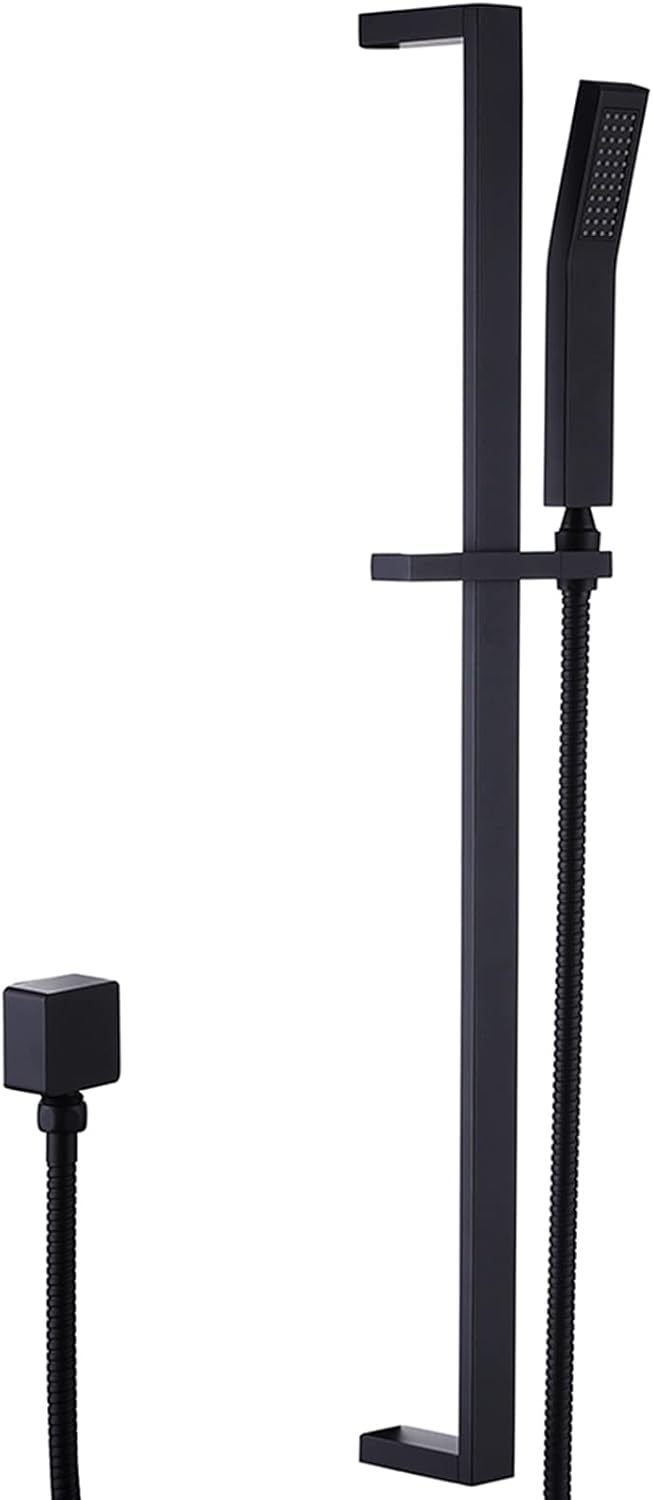 Matte Black Wall Mounted Shower Head with Slide Bar Handheld Shower Kit with Hose Adjustable Holder Set B232306