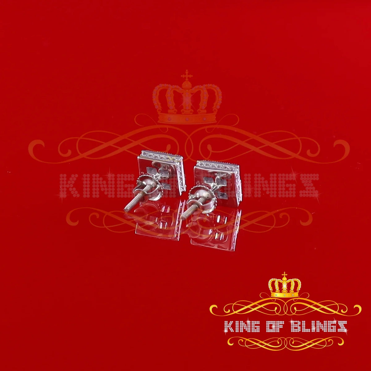 925 White Silver Diamond Square Stud Earring V800