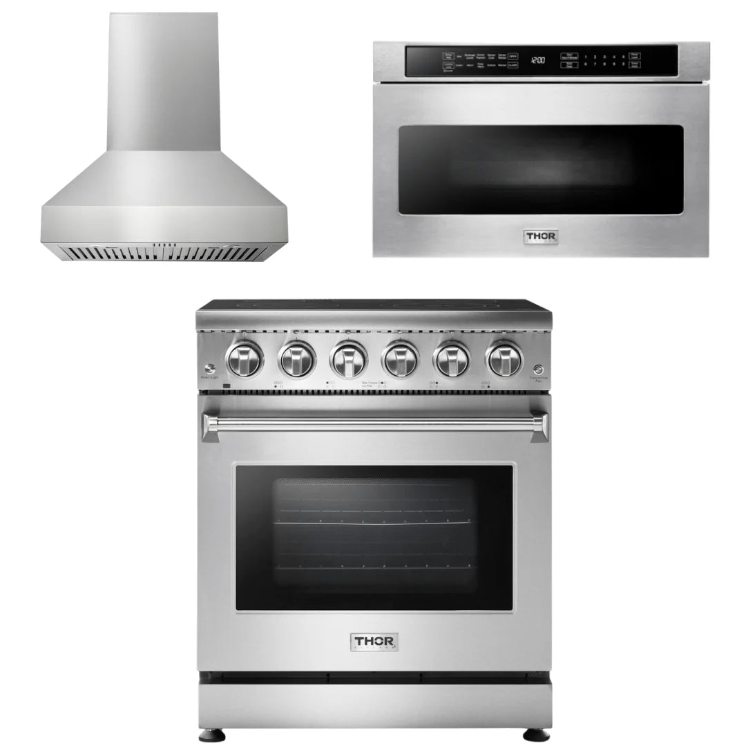30 Inch Electric Range, Range Hood, Microwave E48504