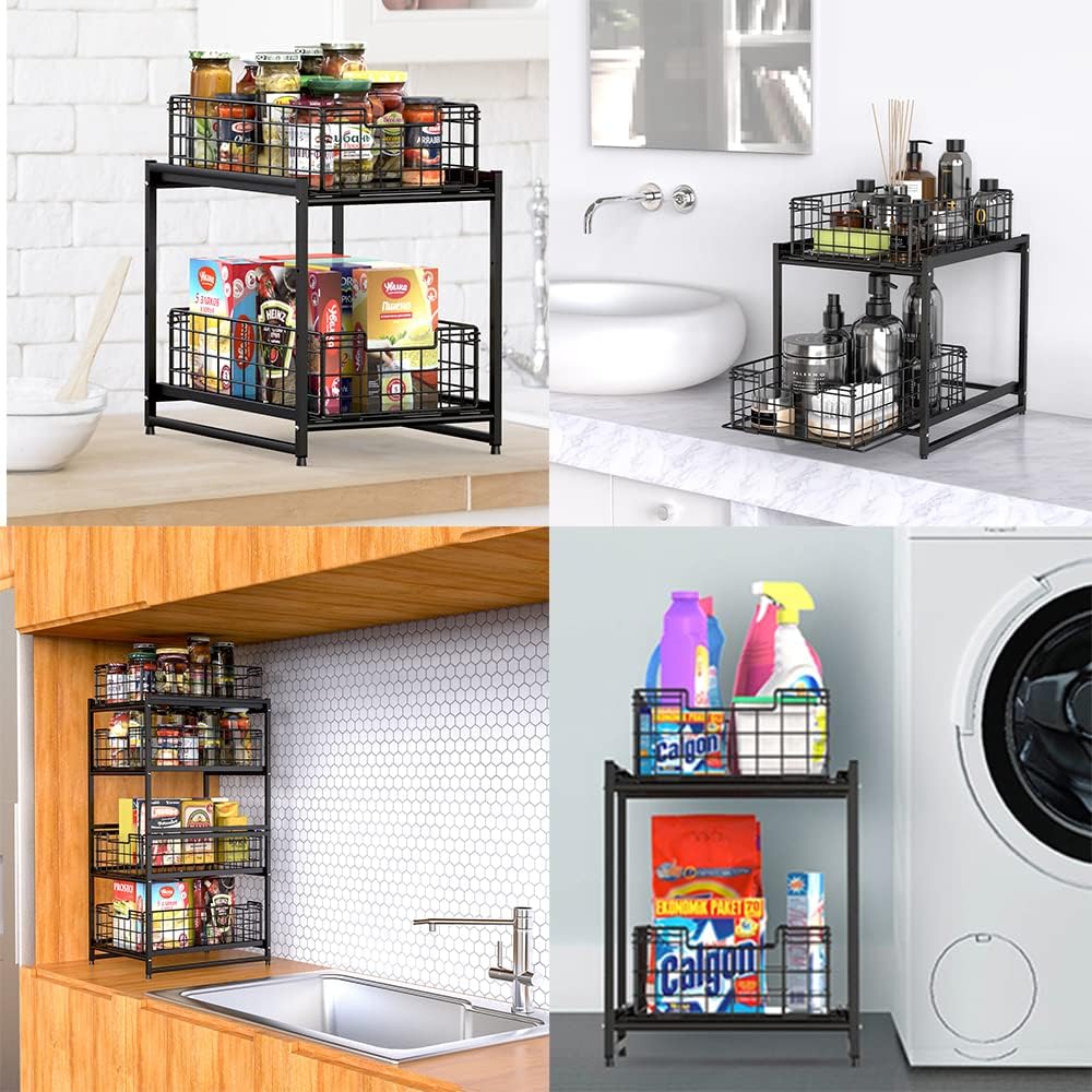 Black Under Sink Pull Out Organizer M233316