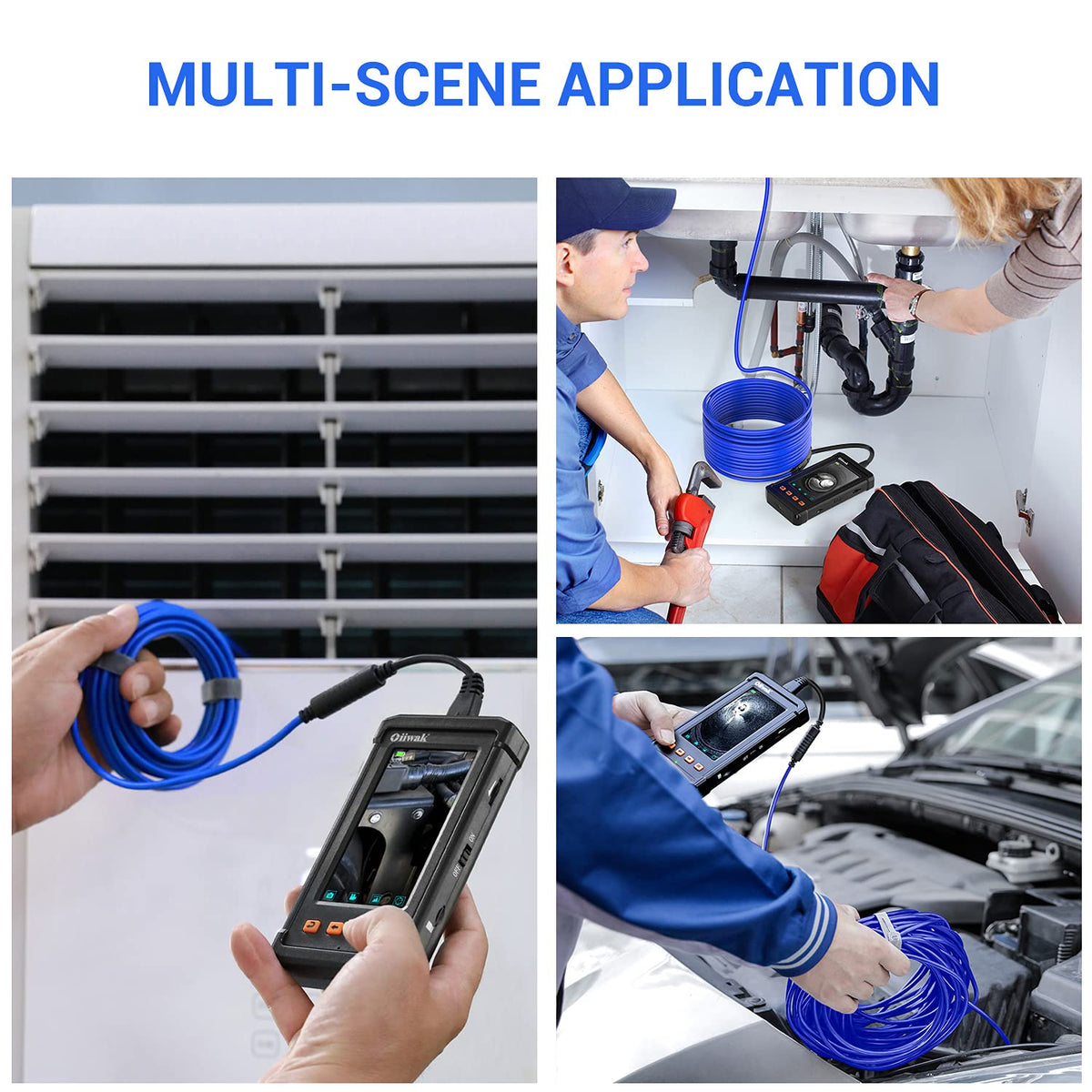 33FT 1080P HD Waterproof Sewer Inspection Camera with Lights 4.3'' IPS Screen B655