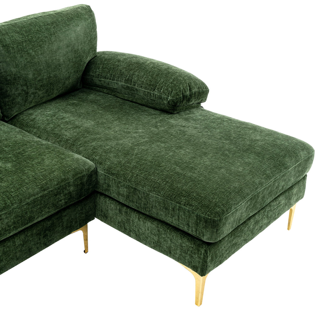 Velvet Sectional Sofa with Golden Metal Legs G268