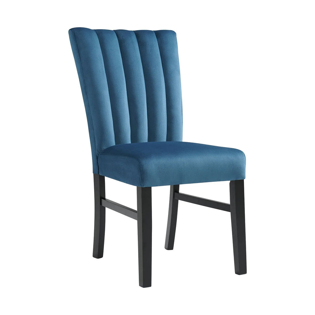 5PC Grey Dining Set with Navy Blue Velvet Chairs R514799