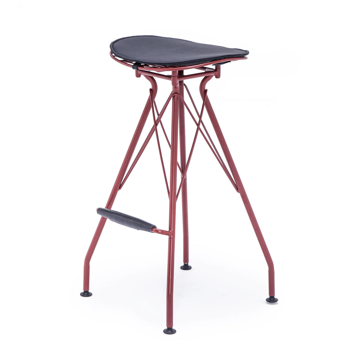 Dark Red 30 Inch Faux Leather Metal Barstool Set of 2 I213