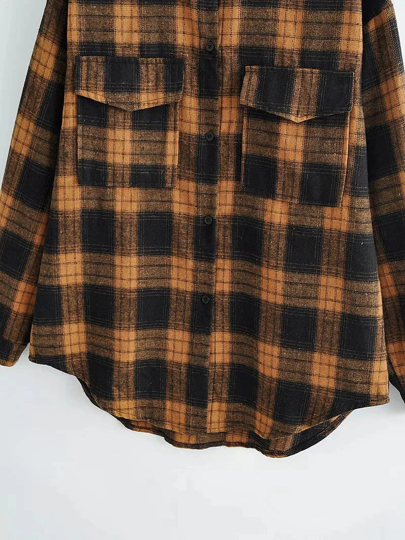 Multi Colored Cotton Plaid Flannel Shacket B73687