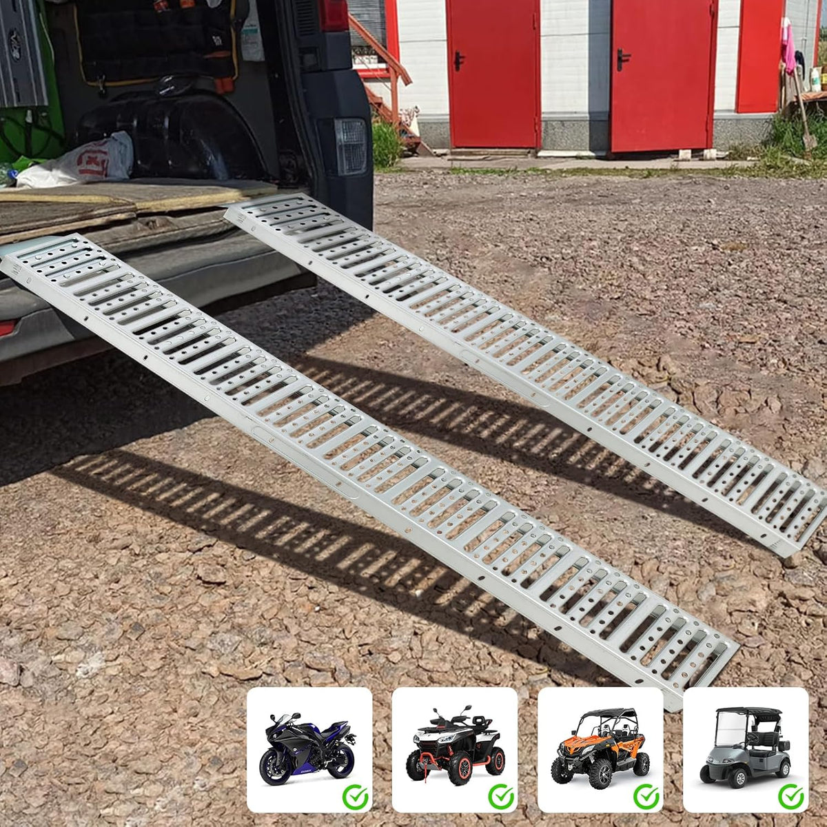 Silver Anti-Slip ATV Ramp Set of Two, 1500 lbs Capacity F773954