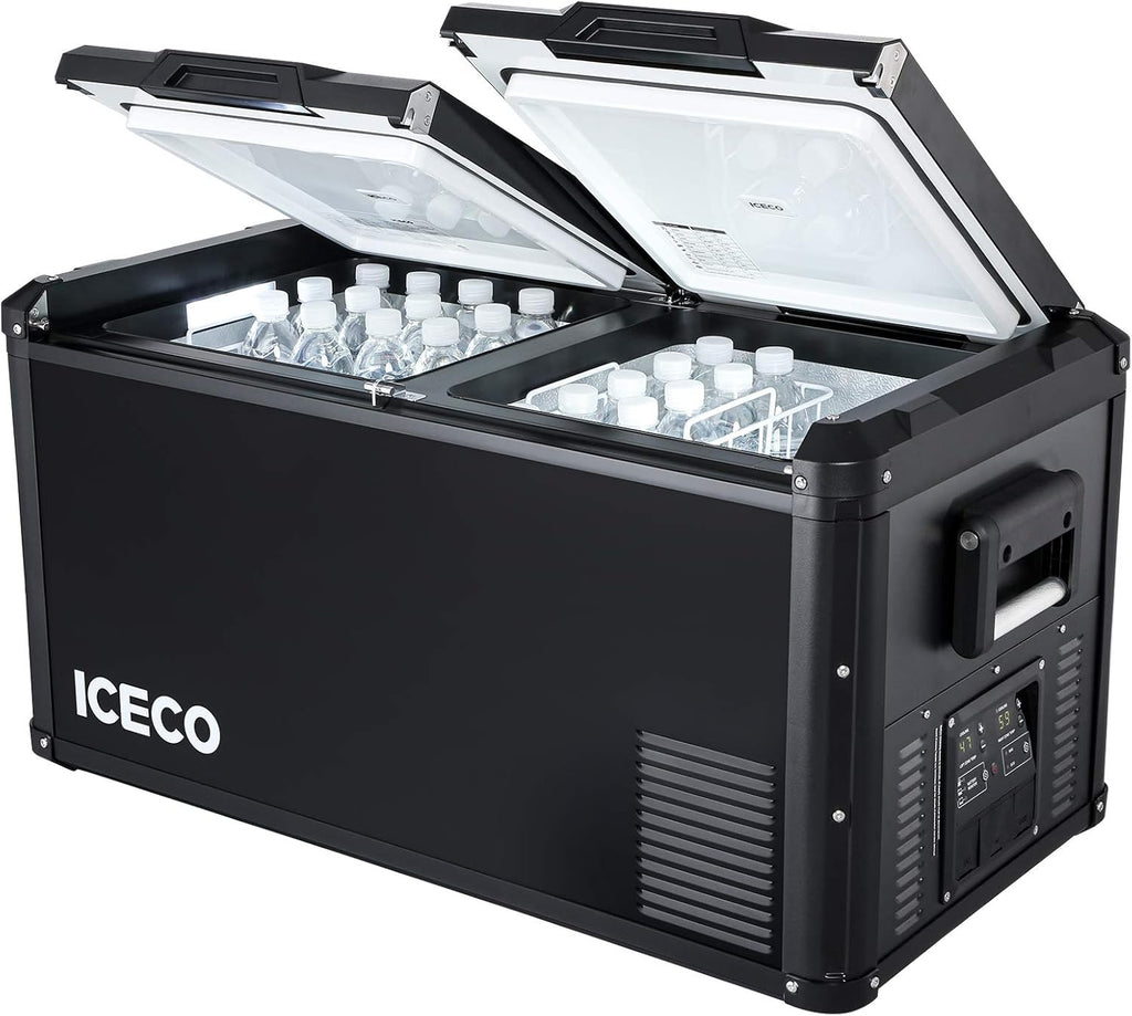 Portable Refrigerator, 75L Dual Zone Steel Compact Refrigerator W627