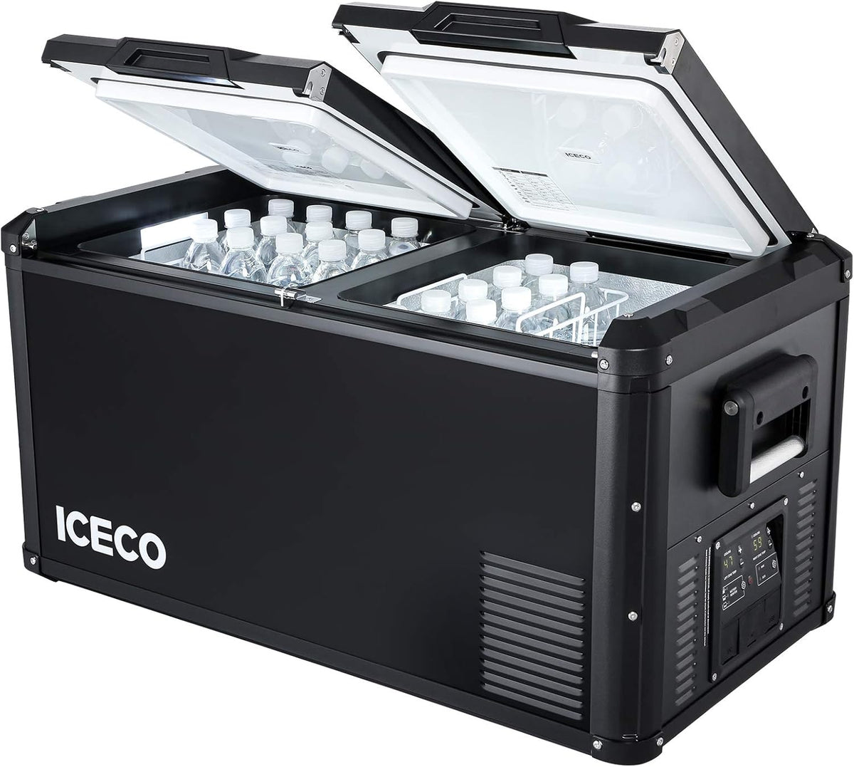 Portable Refrigerator, 75L Dual Zone Steel Compact Refrigerator W627