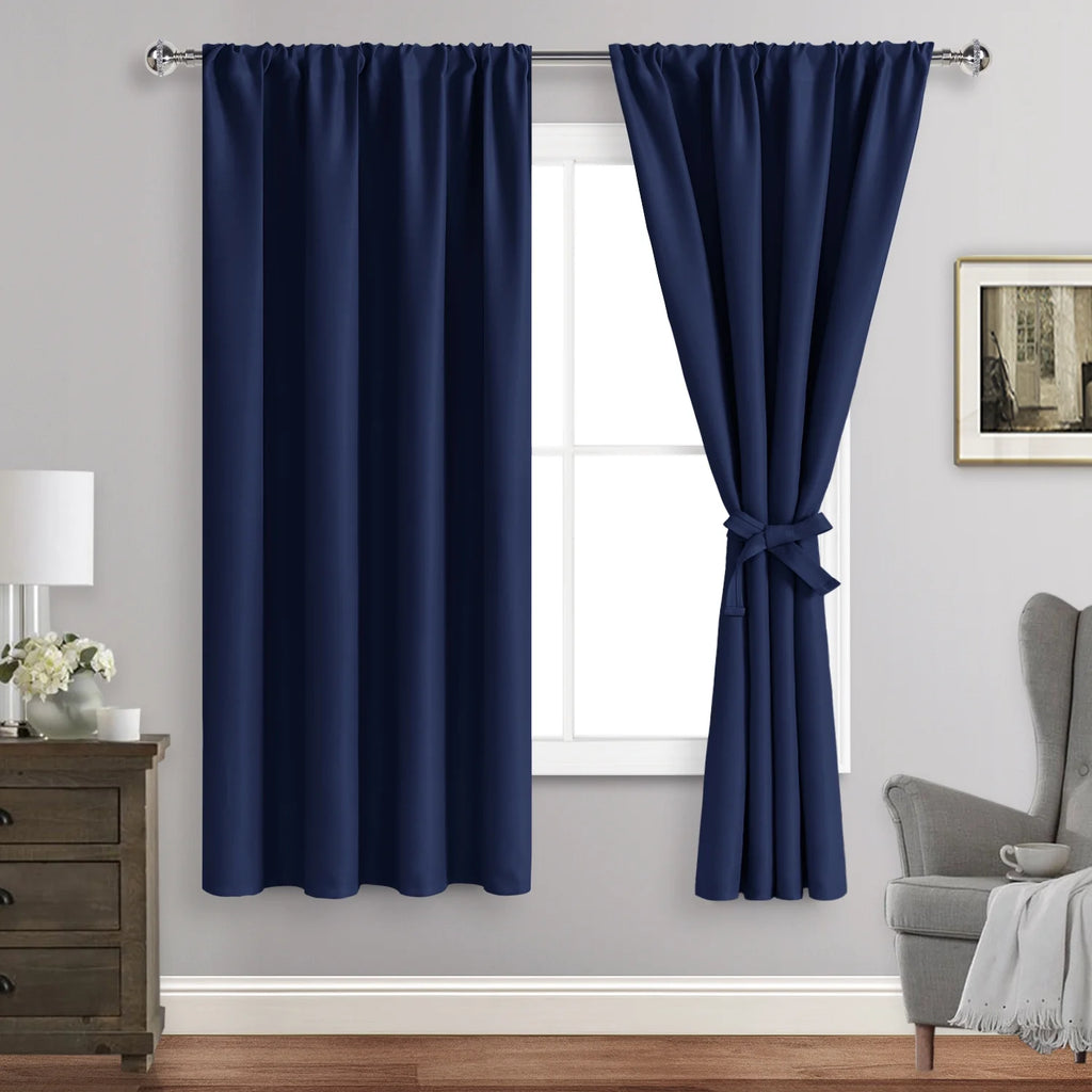Navy Blue 42 x 63 Inch Blackout Curtains Set of 2 Panels Y5613