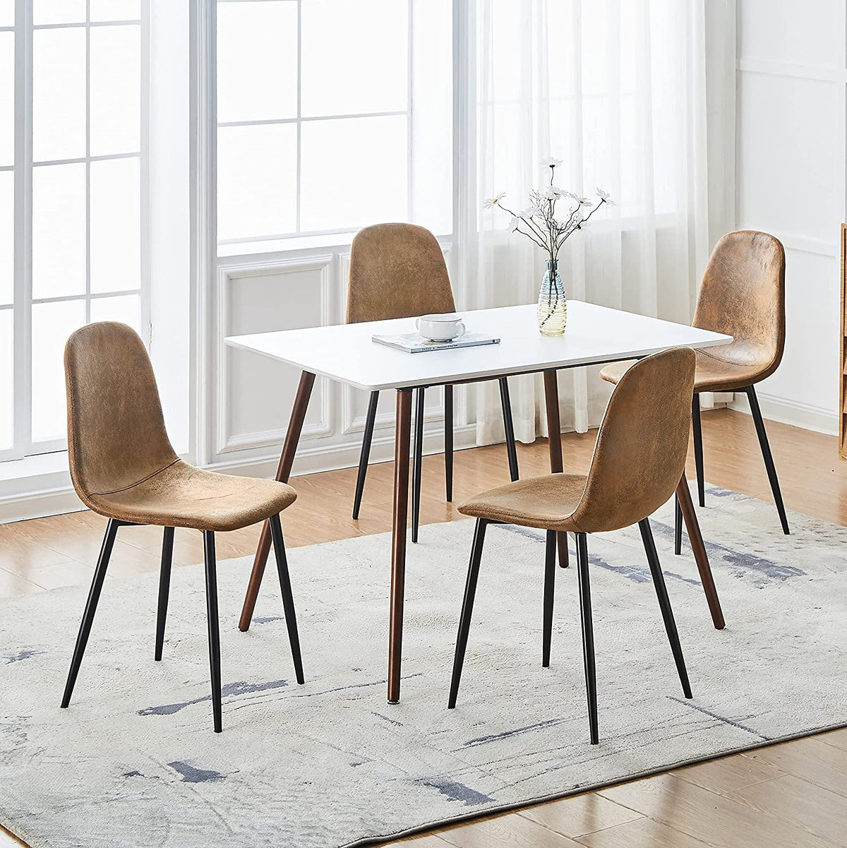 Suede Upholstered Dining Chair Set Of 4 Q190931