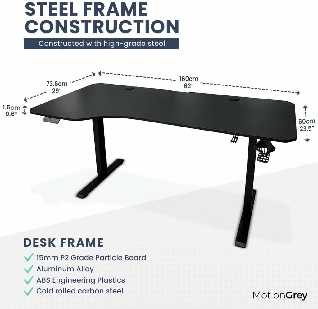 Adjustable L Shaped Electric Standing Desk with Black Frame V929