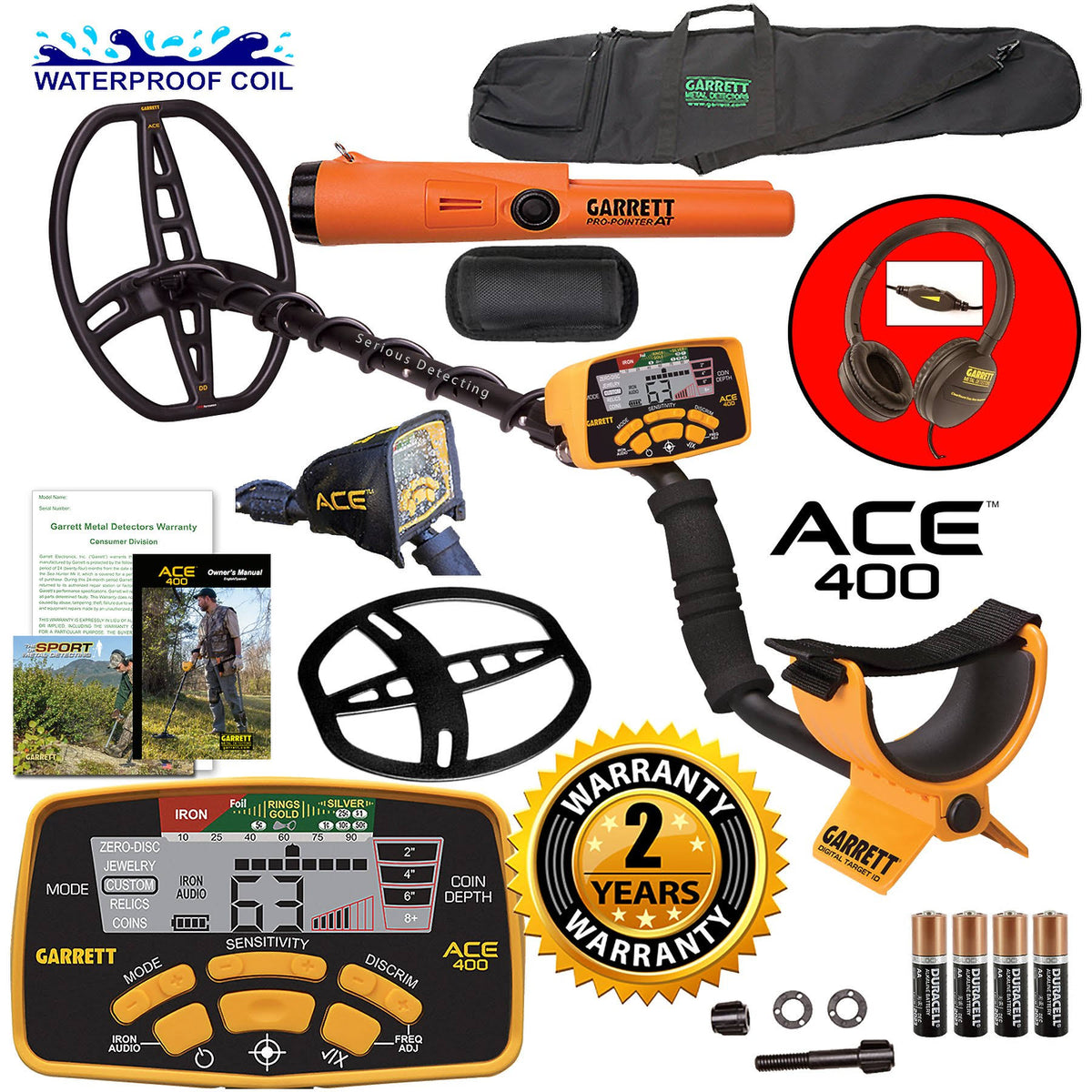 Metal Detector with Waterproof Coil and Carry Bag F624268