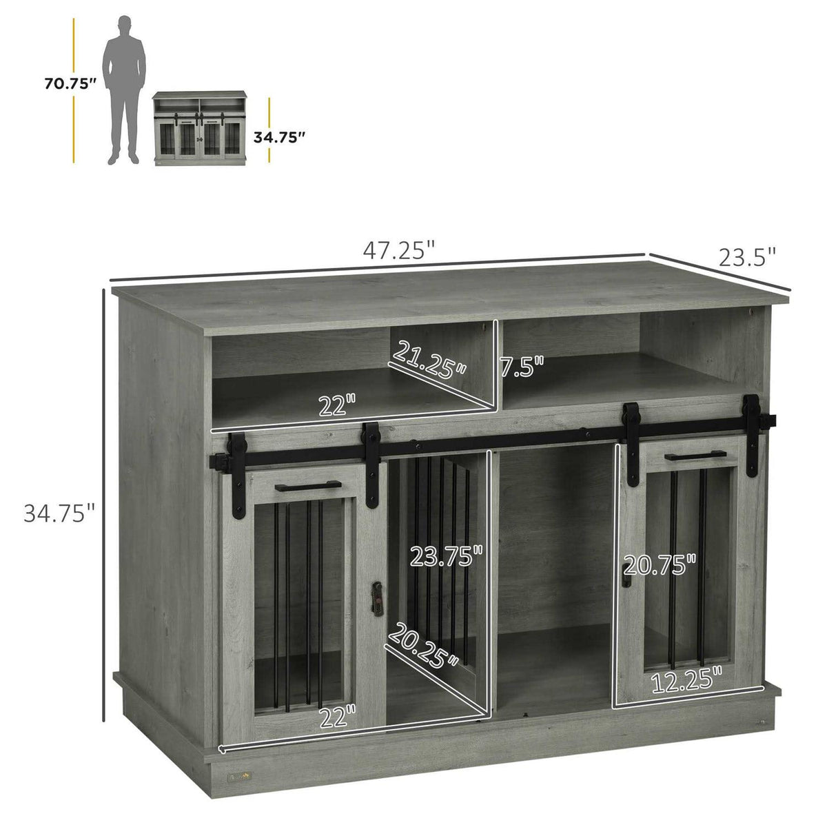 Large Dog Crate Furniture with Shelves Y86593