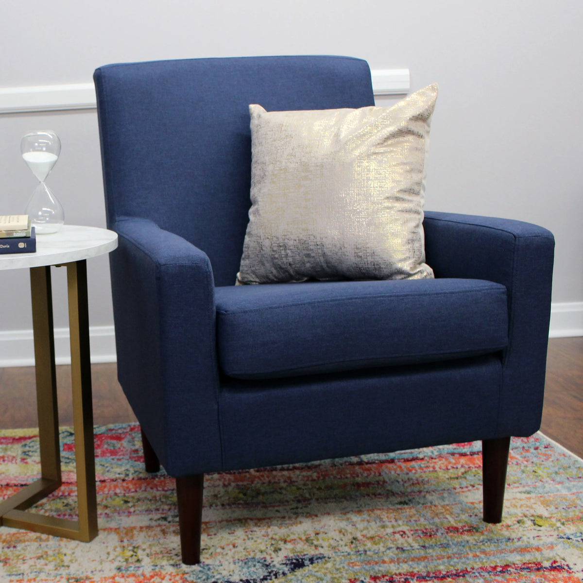 Navy Polyester Fabric Arm Chair R154697