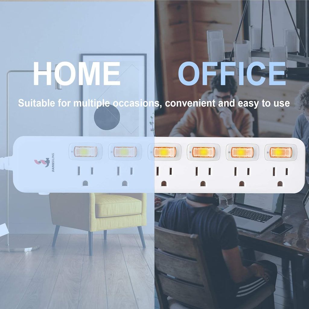 6 Outlets Surge Protector Power Strip with Individual Switch R23730
