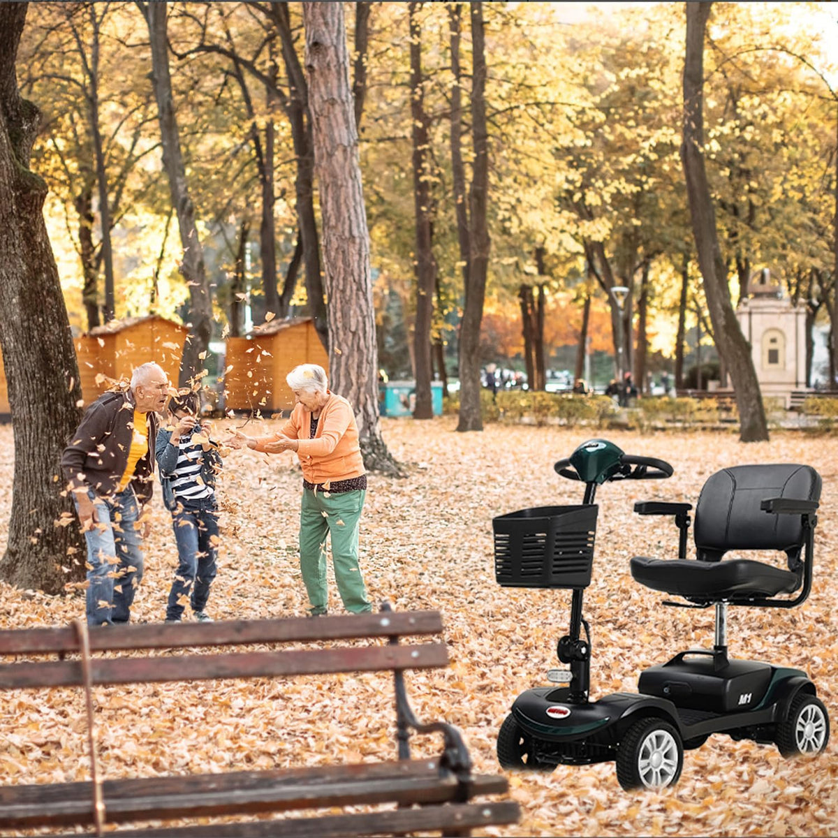 Green 4 Wheel Folding Electric Mobility Scooter with Seat V62253
