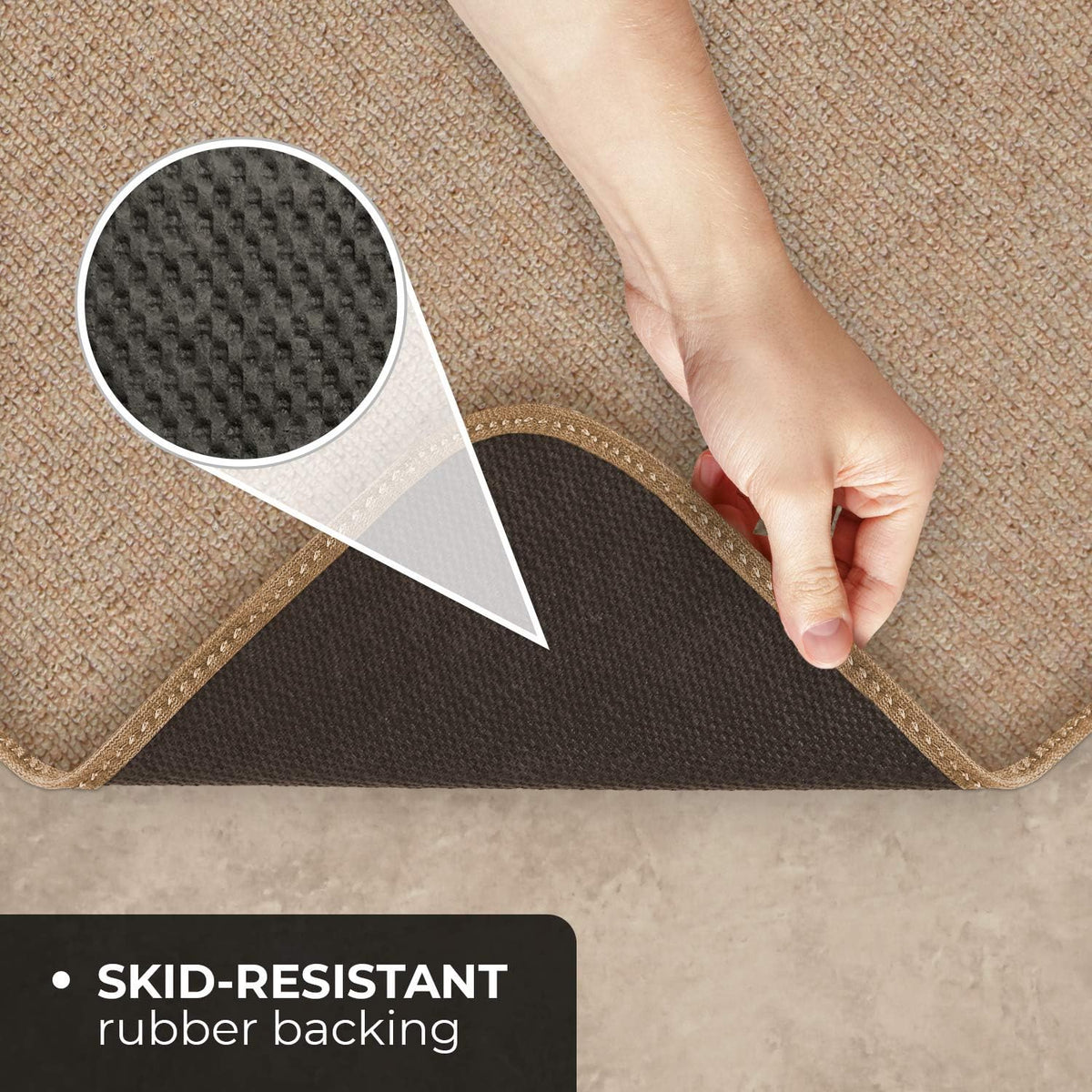 Skid-Resistant Carpet Runner Pebble Beige 12 Feet X 27 Inches E5400